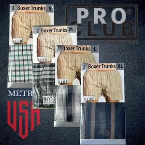 PRO CLUB 2 Pack Men's Boxer Trunks MIX COLORS Underwear Menswear Operator Classic Cotton Boxer Shorts Casual Day Medium Fabric