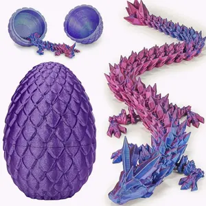 1-Pack 3D Printed Articulated Dragon Egg Toy, Gradient Flexible Fidget Figurine, Home Office Desk Decoration Ornaments, Unique Easter Gift for Kids