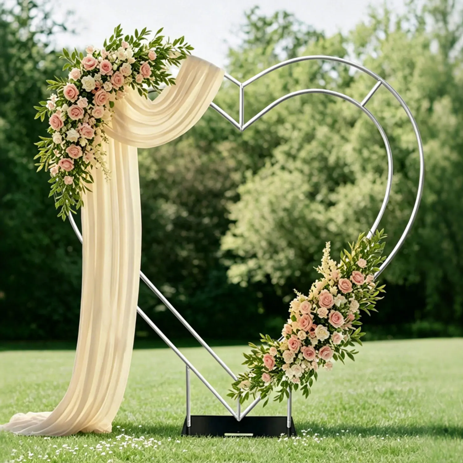 Magical Rust-Proof Thick Aluminum Large Heart Shape Arch Frame - 7.1x6.75 ft, Stable Anti-Bending Heavy Duty Photo Backdrop Stand & Banner Holder for Weddings, Proms