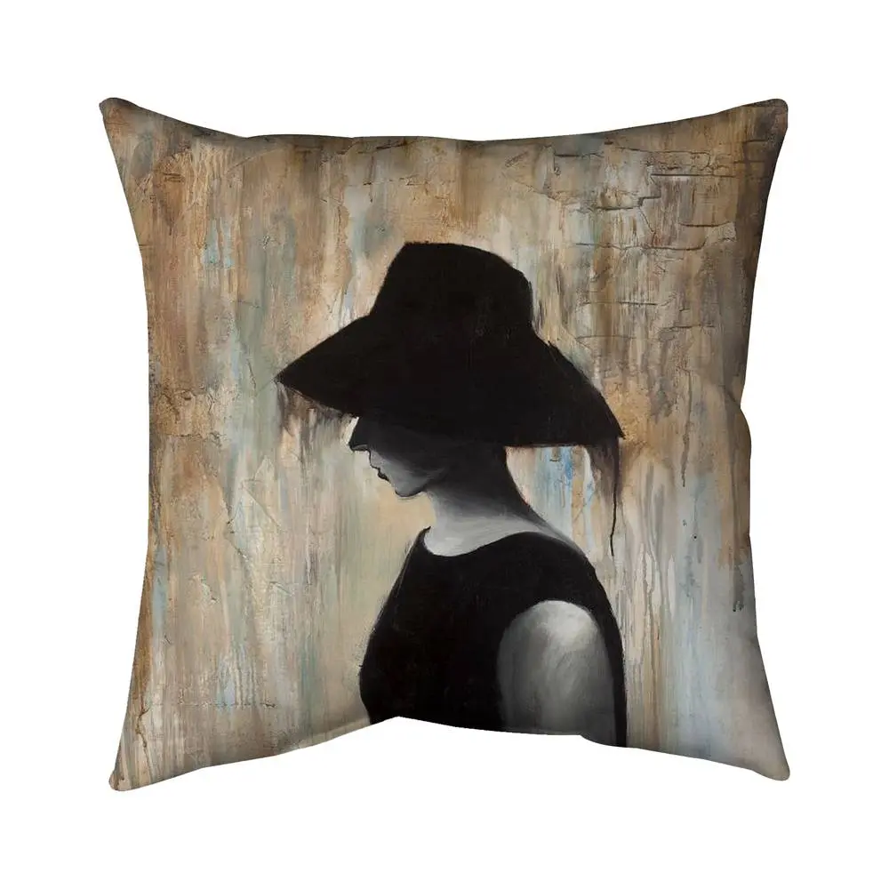 Begin Home Decor 5542-1818-FI18 18 x 18 in. Audrey Hepburn Big Hat Black Outdoor Throw Pillow - Decor