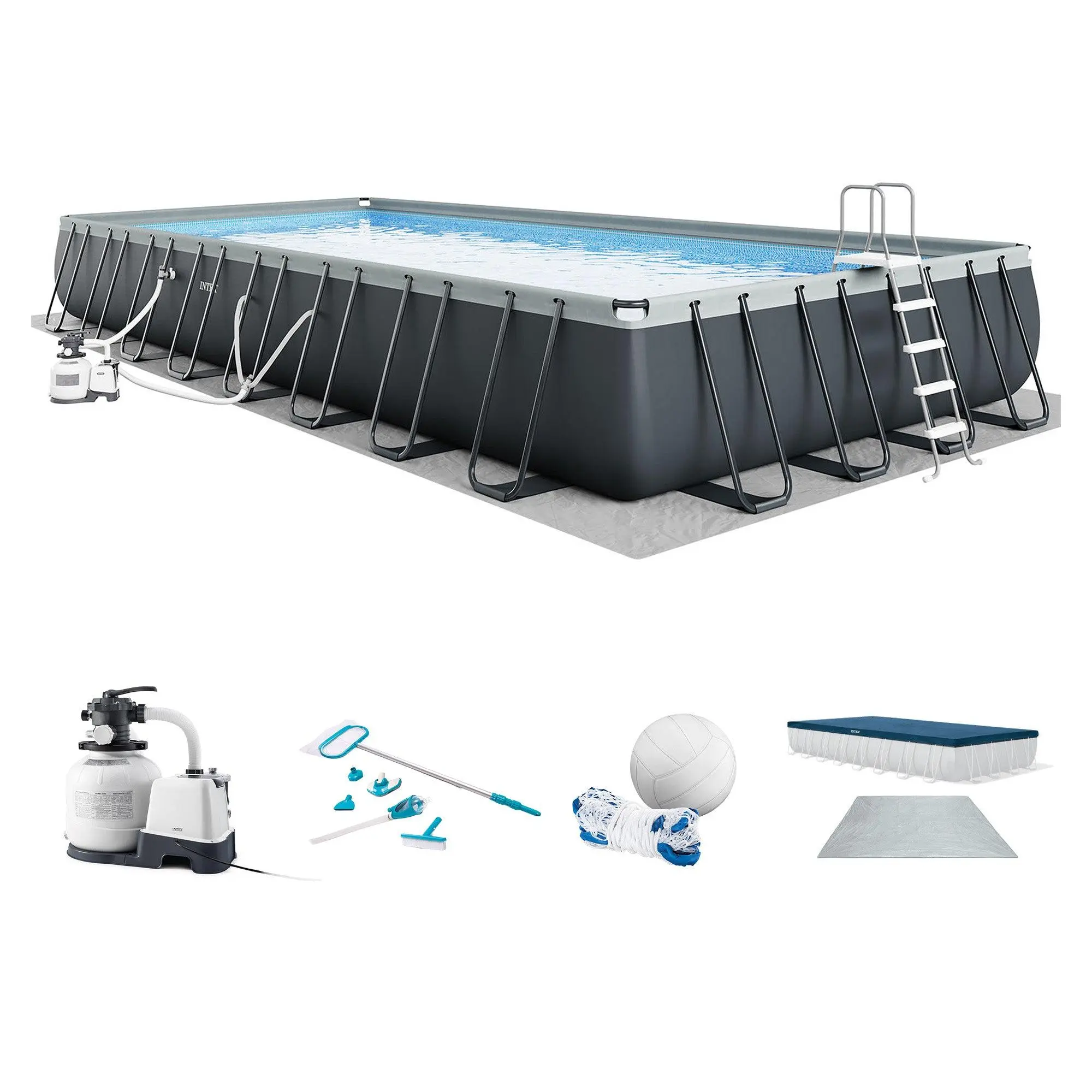 Intex 32' x 16' x 52" Ultra XTR Rectangular Inflatable Pool Set with Deluxe Maintenance Kit