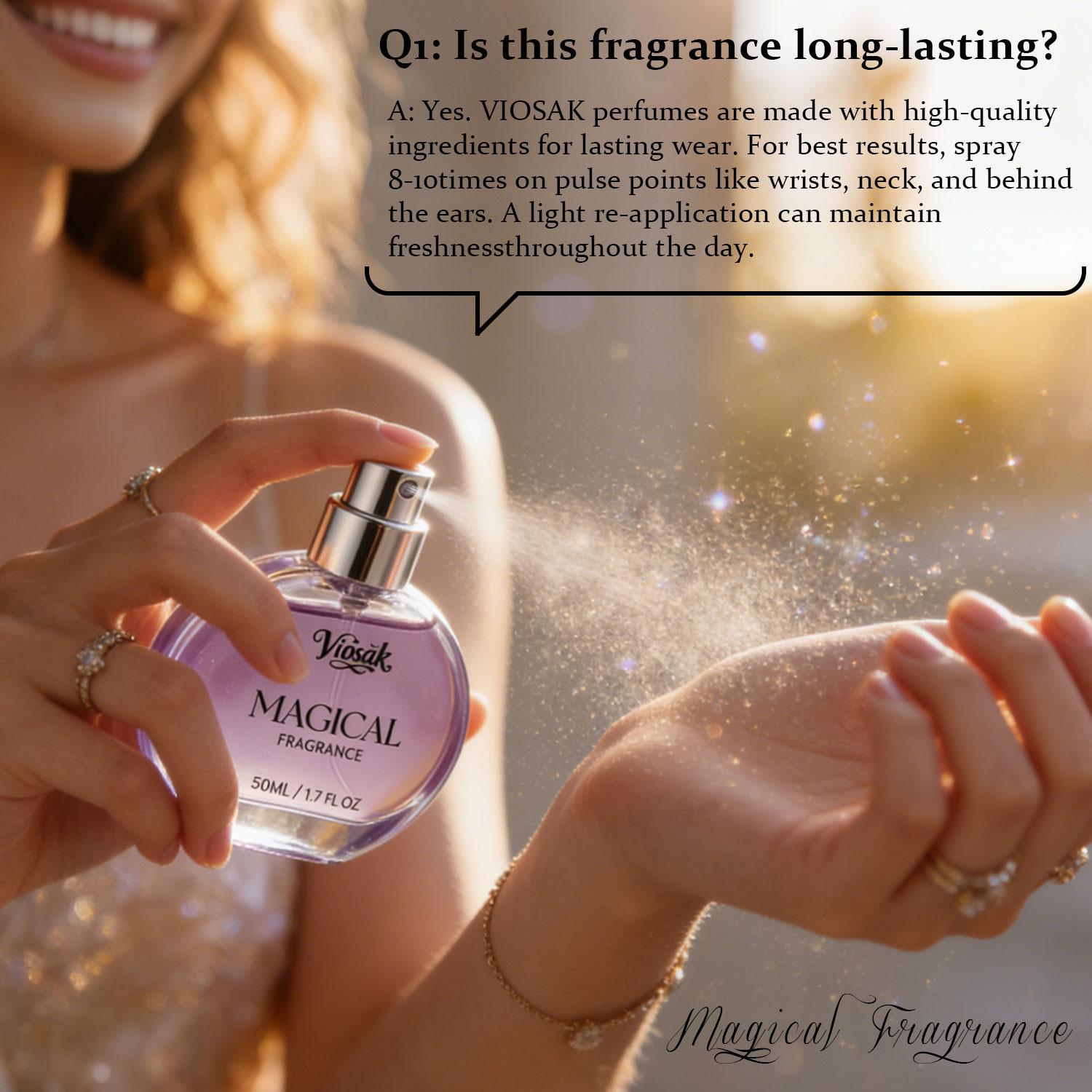 Viosak Magical Fragrance Parfum for Women & Men 50ml (1.65 fl. Oz)Lasting Long Lasting Fragrance for Dates & Daily Wear for Girlfriend boyfriend  Luxurious Gift Top note: Rose, Pink Pepper Middle note: Raspberry, Flower Base note: Papyrus, Amber