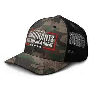 RIVEMUG NX Inmigrants Make America Great Embroidered Curved Bill Camouflage Trucker Hat Low Crown Adjustable Country Cap