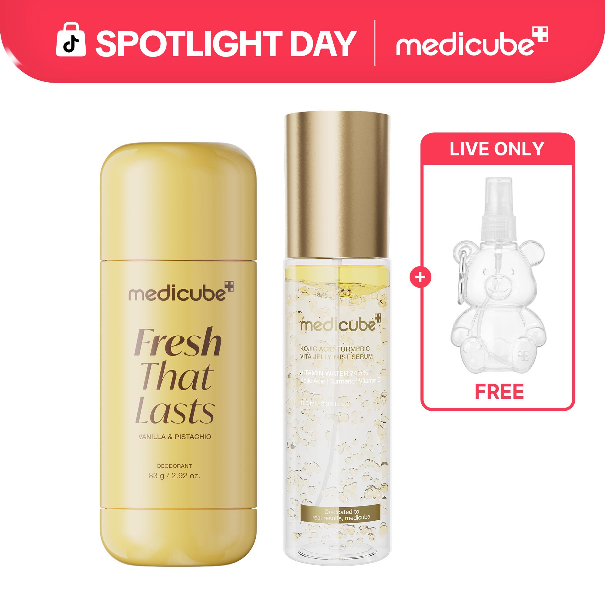 [LIVE Exclusive] [medicube] Summer Essentials Duo | Brightening, Smoothing, Hydrating Face & Body Care | Deodorant Vanilla & Pistachio, No Cast Just Glow Collagen Sunscreen, Kojic Acid Turmeric Jelly Mist Serum, Kojic Acid Body Wash | Korean Skincare