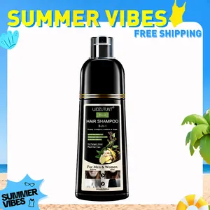 【SUMMER VIBES】200ml 3-in-1 Black Hair Dye Shampoo Herbal Formula with Ginseng Covers Gray Hair Natural Plant Haircare for Salon-Quality Conditioner Gentle