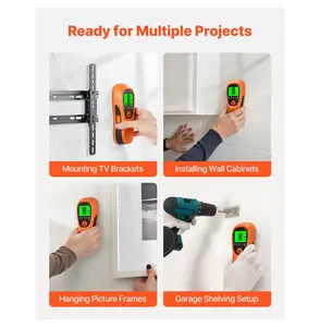 Stud Finder Wall Scanner 5 in 1, Electronic Stud Detector with LCD, AC Wire & Metal Detection, Joist & Pipe Locator, Smart Sensor, for Home Improvement, Orange