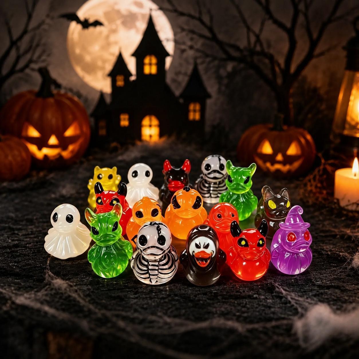 Glow-In-The-Dark Mini Halloween Duck(Devil, Ghost, and Skeleton Designs), Cute Resin Figurine, Spooky Duck Statue, Haunting Desk Decor, Miniature Garden Ornament for Halloween Party Favors Glow-In-The-Dark Mini Halloween Duck(Devil, Ghost, and Skeleton Designs), Cute Resin Figurine, Spooky Duck Statue, Haunting Desk Decor, Miniature Garden Ornament for Halloween Party Favors