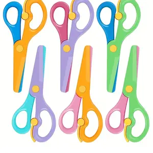 6pcs Safety Hand Scissors Set, Colorful Scissors with Blunt Tips, Universal Design for Left and Right Hands, Durable Plastic Structure, Classroom Supplies