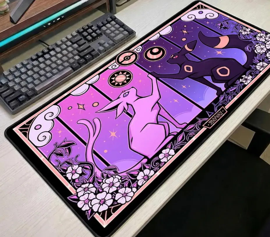 Mouse Pad Large Desk Mat Umbreon Espeon Mousepad Cute Purple Anime Desk Mat Gaming Desk Mat