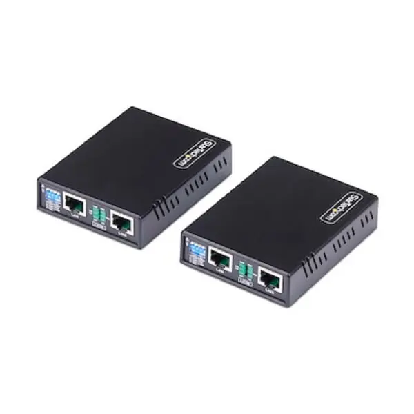 Startech C2ETHERNETEXTEN AC-Powered Dual-Speed 10/100 Ethernet Extender Kit - Long-Range LAN over Single Pair Wire, Plastic+Steel Build, RJ45 Cable Compatible, Signal Boosting Functionality