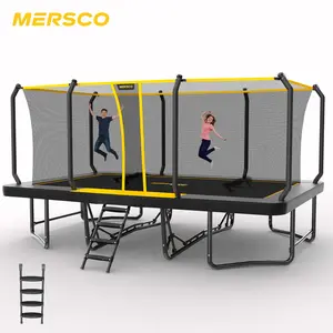 MERSCO SPORTS 12x18 FT Large Rectangle Trampoline - Kids & Adults Outdoor Fitness Trampoline with Safety Enclosure Net, Ladder, Black Backyard Play Birthday Gift