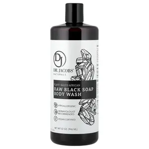 Dr. Jacobs Naturals Plant-Based African Raw Black Soap Body Wash, 32 oz (946 ml)