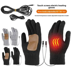 Back of hand USB heating gloves outdoor skiing riding thickened thermal gloves 5V heating touch screen electric heating gloves