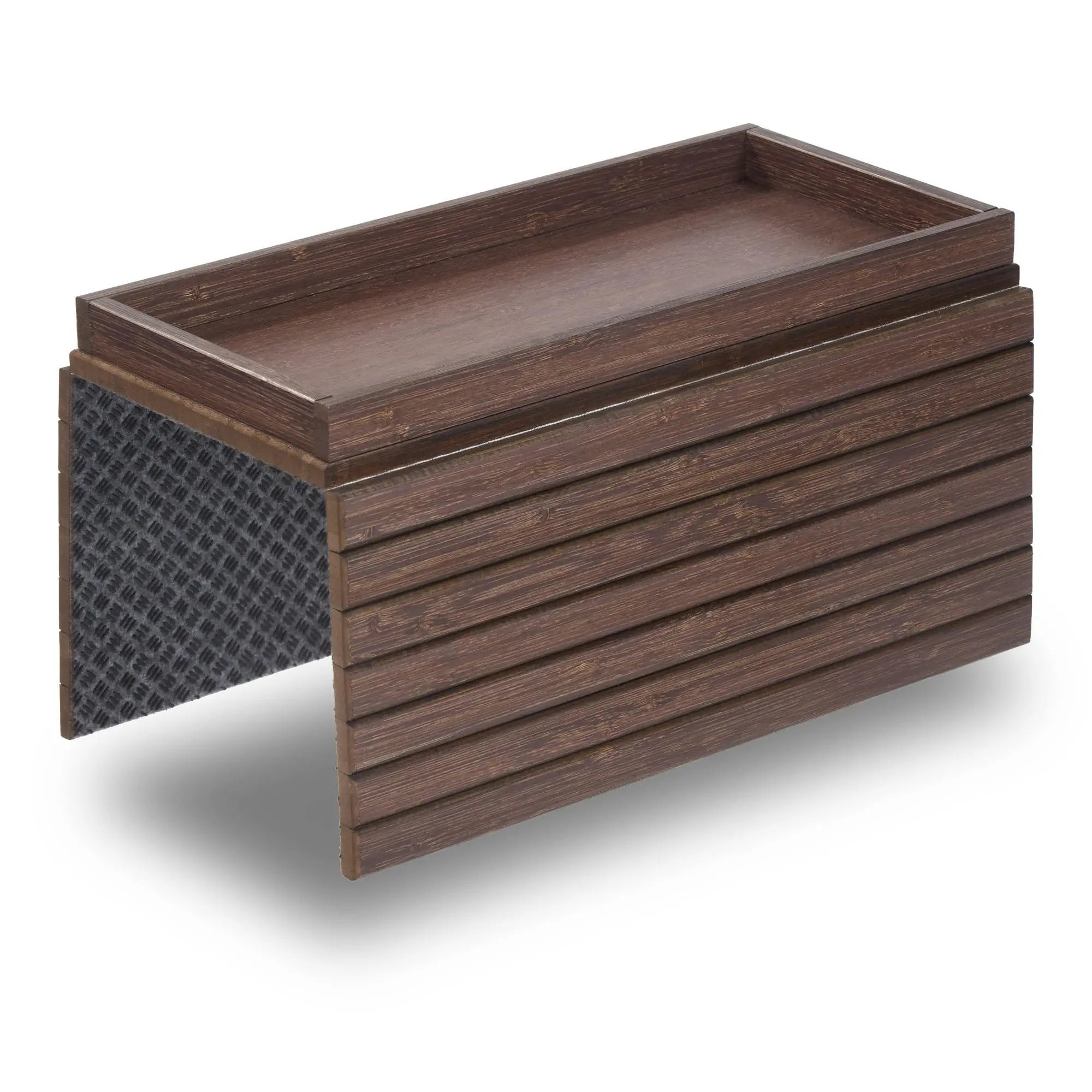 Couch Arm Tray with Large Storage Box, Bamboo Sofa Armrest Side Tray, Non Slip Felt Bottom Fit Wide Sofa Arms