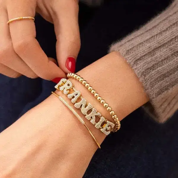 Fat Bubble Slide Initial Letters Bracelet