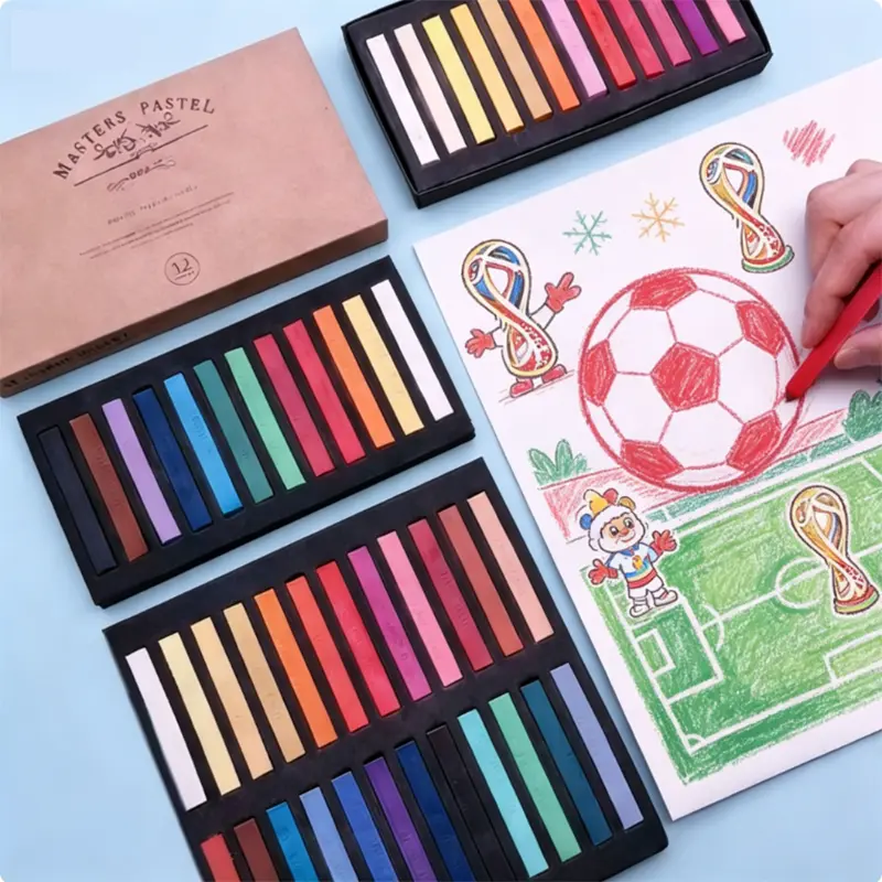 MARIES Art Pastels, 48 Colors. Soft pastel sticks for drawing. Vibrant colors, easy to apply, non-sticky on hands, compact and user-friendly. Perfect for landscapes, portraits, sketches and various art creations.