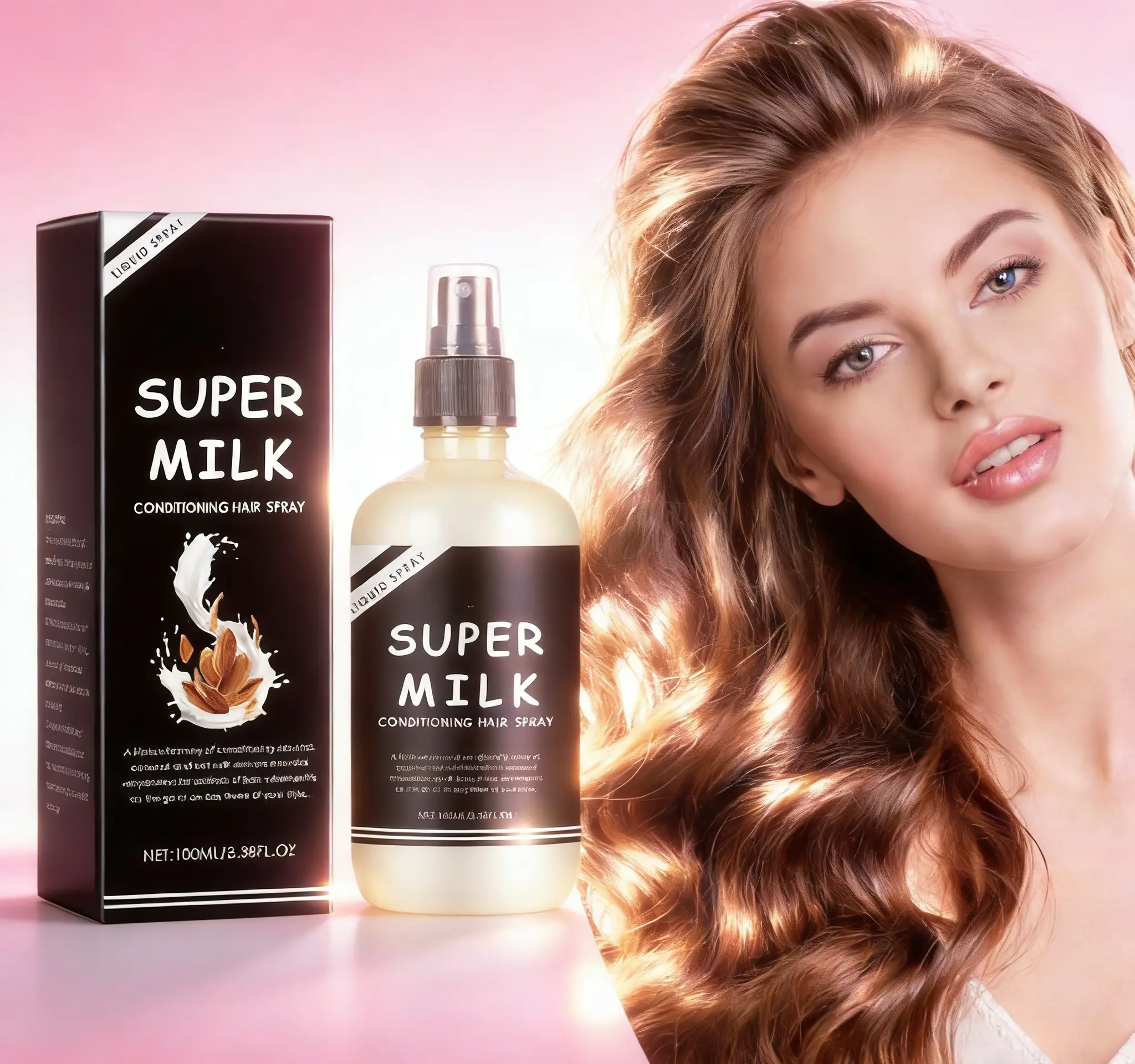 Hoegoa Super Milk Hair Spray - Unisex Hydrating Leave-In Conditioner, Heat Protectant, Anti-Frizz Lightweight Hydrator with Oat Milk & Coconut, Curly Hair Daily Styling Detangler, Super Milk Conditioner