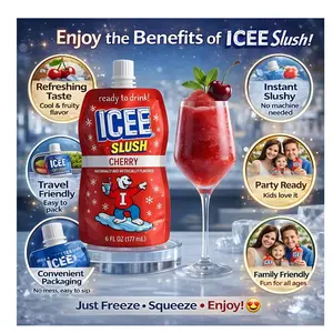 ICEE Slush 12-Pack Frozen Fruit Drink Pouches 6oz Each Red Cherry Just Freeze Squeeze for Instant Slushy Drink No Machine Needed Perfect for Parties Lunchboxes & Gifts Natural Taste Beverage