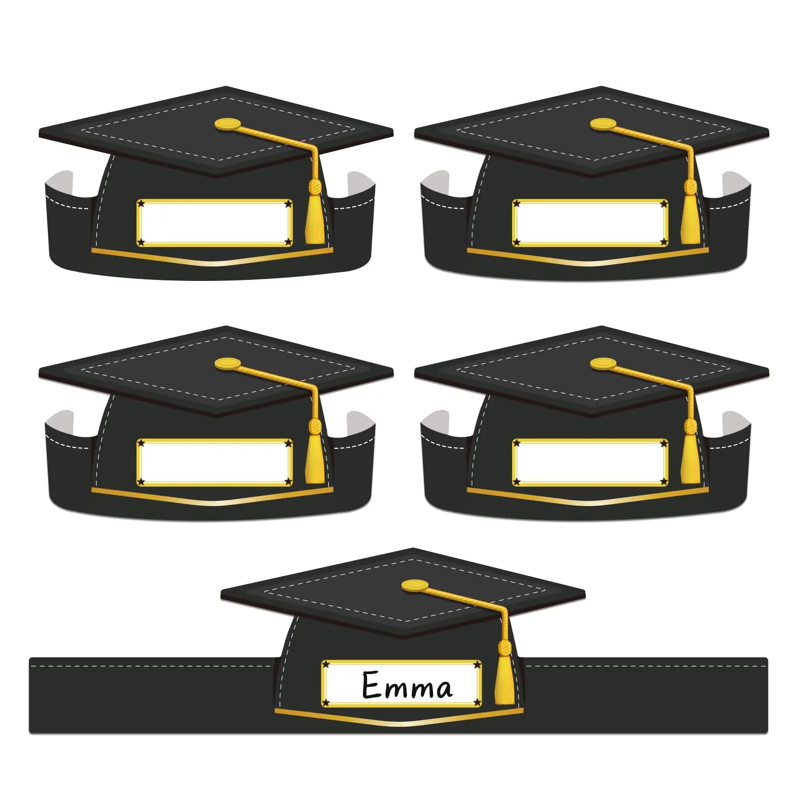 24pcs Paper Graduation Crown Personalized Party Caps Hats Adjustable Hat With 24 Rope Cap Tassels For Students