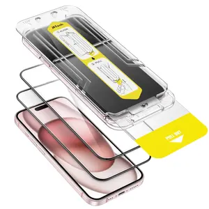 JETech Full Coverage Screen Protector for iPhone 15 Series, 10-Second Super Easy Installation with One-Step Alignment Tray, Bubble-Free Tempered Glass Film, HD Clear, 2-Pack