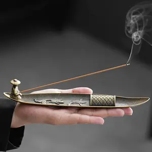 Boat Shaped Incense Burner, 1 Count Vintage Incense Burner Holder, Desktop Incense Burner for Home Office Decor, Calming Home Fragrance, Home Fragrance Supplies