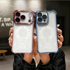 Cool Chrome Hearts Style Phone Case for iPhone 17 AIR 17 PRO 16 PRO15 PRO MAX 14 PLUS 13 PRO 12 11 PRO XS MAX X XR Plus  Shockproof Protective Cover Full Protection Anti-DropSolid color large-pore