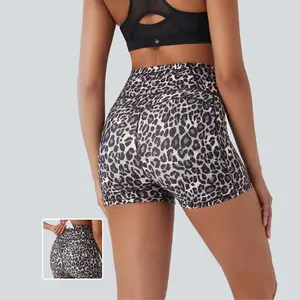 Halara High Waisted Leopard Print Yoga Biker Shorts 3'' with Pockets