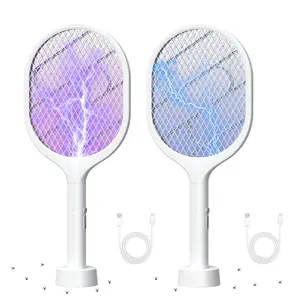 Electric mosquito swatter, handheld insect swatter, 2500 volt electric mosquito swatter - instant insect and mosquito killer with insect-attracting LED light, USB rechargeable portable mosquito swatter, suitable for indoor and outdoor fly swatting. outdoo