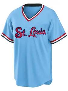 Men's Striped Trim Letter & Figure Patched Short Sleeve Baseball Jersey, Loose Casual Sporty Button Front V Neck Top for Daily Wear, Men's Clothes for All Seasons