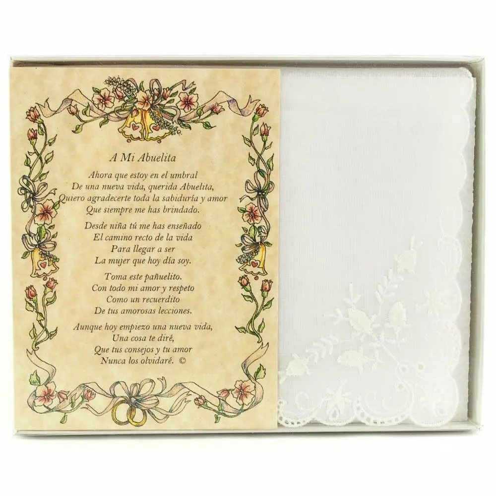Personalized A Mi Abuelita Wedding Handkerchief in Spanish