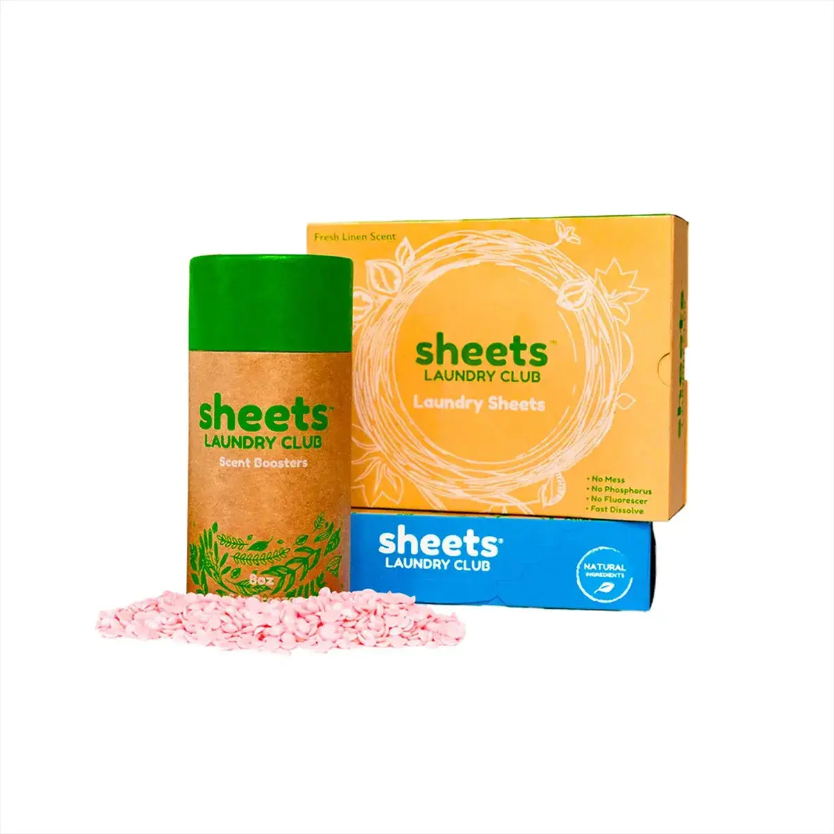 1 Month Eco Friendly Laundry Supply Kit – Detergent Sheets + Scent Booster + Dryer Sheets