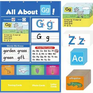Letter Learning Pocket Chart, Alphabet Learning Chart, Abc Flashcards, Handwriting Practice, Letter Tracking, Home Education Preschool Kindergarten Essential Materials, Visual Learning Tools, Classroom Supplies