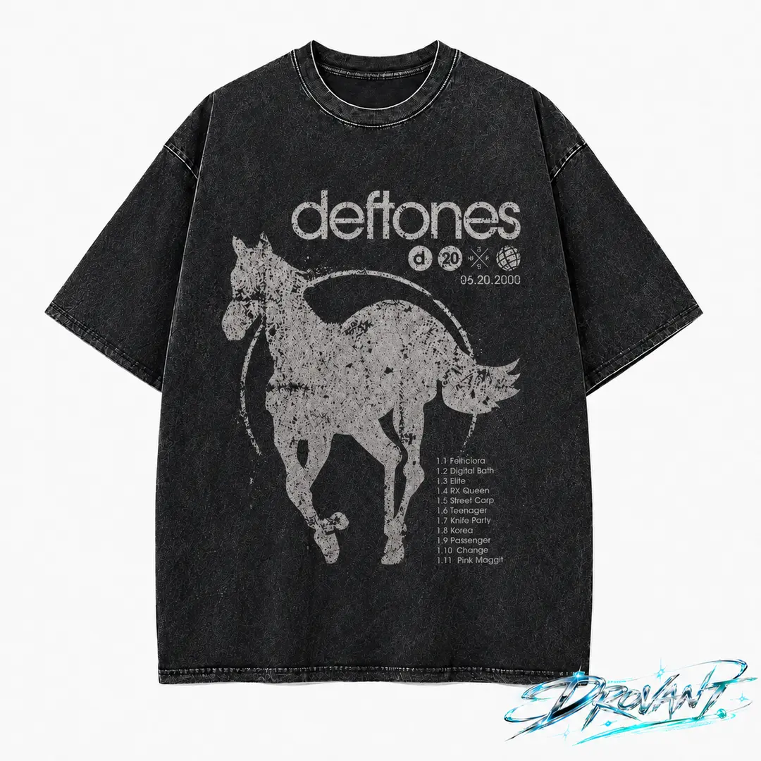 Deftones White Pony Vintage Washed Graphic Tee, Oversized Unisex Streetwear, Y2K Clothing, Alternative Rock Shirt, A Comfortable Summer Gift