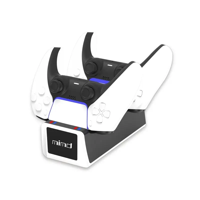 PS5 DualSense Controller Charging Station for Players, Durable Aesthetic Compact ABS Plastic Dock with 2 USB Ports, 5V/2A Input, LED Lights, Cable & Gaming Console Protection Accessories