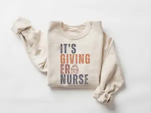 It's Giving ER Nurse Sweatshirt, Snarky Registered Nurse Shirt, Sarcastic Nursing Meme Tee, Funny ER Emergency Nurse Gift