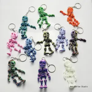3D Printed Resin Skeleton Keychain - Joint Mobility Stress Relief Tool, Halloween Gift for Kids, Desktop Ornament Craft (Sports & Outdoor Camping & Hiking Hammock Accessory)