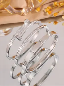3pcs elegant and fashionable stainless steel chic style Elegant Minimalist Bangle bracelet set, suitable for dating scenes, is an excellent gift to highlight your beauty