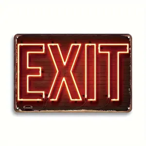 Exit Neon Style Metal Tin Sign, Retro Man Cave Plaque, Funny Wall Art for Home Bar Pub Yard Decor, Home Decor 2025