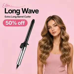 Alabama Barker Barrel Curling Irons Long Wave Wand for Loose Curls,  Soft Waves, Beach Waves,Nano Ionic Moisture Heat Hair Curler for Mermaid Waves, Hollywood Waves,Frizz‑Free Shine,Auto Shut‑Off,Ceramic Tapered Dual,crimper for hair,Salon Smooth