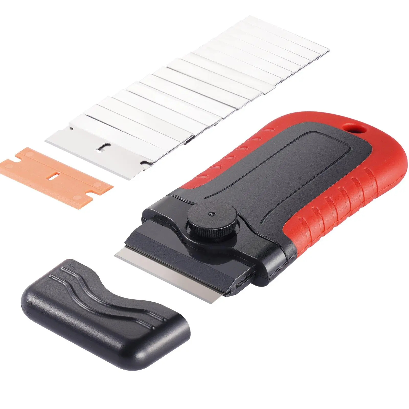 Heavy Duty Razor Scraper, Sturdy Locking Blade Tool with 16 Replaceable Carbon Steel & POM Blades, ABS Handle for Kitchen Cleaning, Locking Design, Blade Tools, Long Lasting, Shoveling Ground Condensation, Stable Handling, Tpe, Cleansing, Body