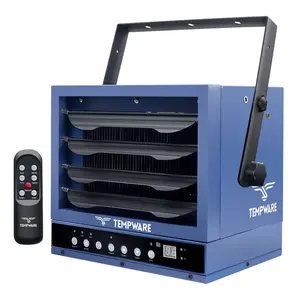 7500W 240-Volt Electric Garage Heater with Remote, Fan-Forced Ceiling Mount Shop Heater with Digital Thermostat, Hardwired Heater with 12-Hour Timer for Workshop, Blue