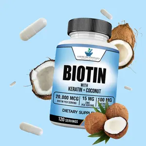 Biotin 20,000mcg with Keratin, Coconut Powder and Zinc, Hair Growth Supplements, Biotin Supplements, Healthy Hair Skin & Nails for Adults,120 Veggie Capsules, 120 Day Supply