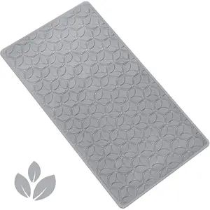 Bathtub Mat Non Slip with Suction Cups - 100% Rubber Bathroom Mat Textured for Bath Tub Shower Safety - Soft on Touch - BPA/PVC Free - Pet Dog Bath Mat - Machine Washable - 16 × 28 Inch（Gray）