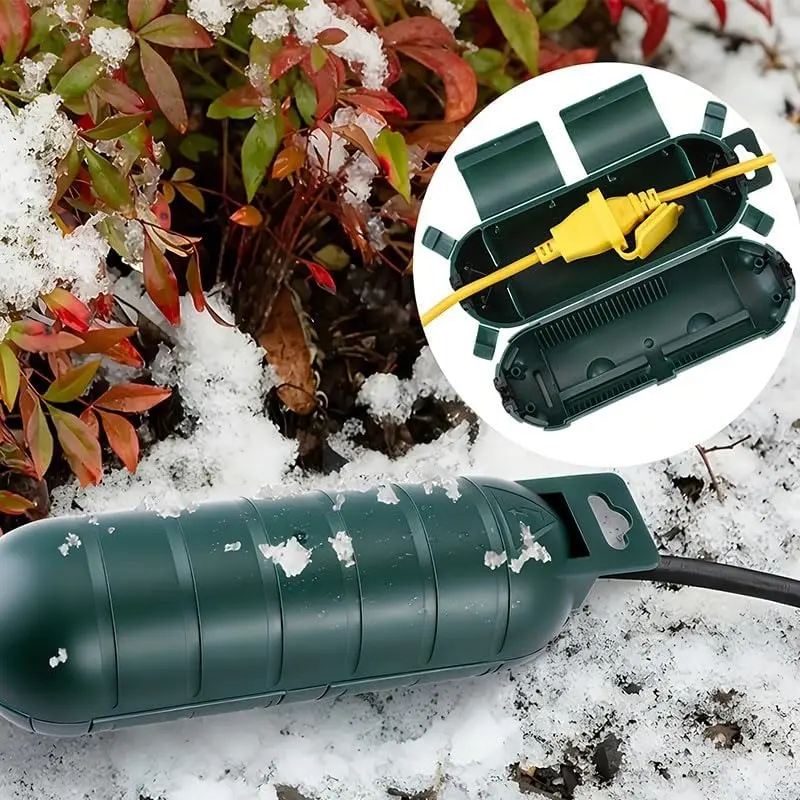 1-piece waterproof power extension cable protective cover, splash proof outdoor connection box shell - designed to provide protection for holiday decorations, string lights, power tools and other equipment (green version)