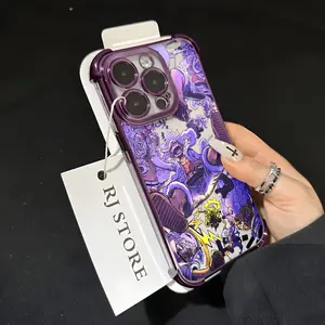 O-Ones P-Pieces Anime L-Luffys Cartoon Cool Purple Glow Pattern Phone Case Suitable for iPhone 17 16 15 14 13 12 11 Pro Max Plus Air Anti-Drop Transparent Soft Back Cover,Anime Design, Durable Phone Shell,Protective Cover
