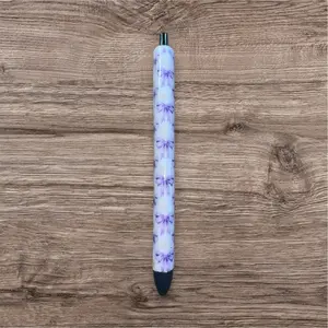 Adorable Glitter Pens with Purple Bow Design for Stylish Writing