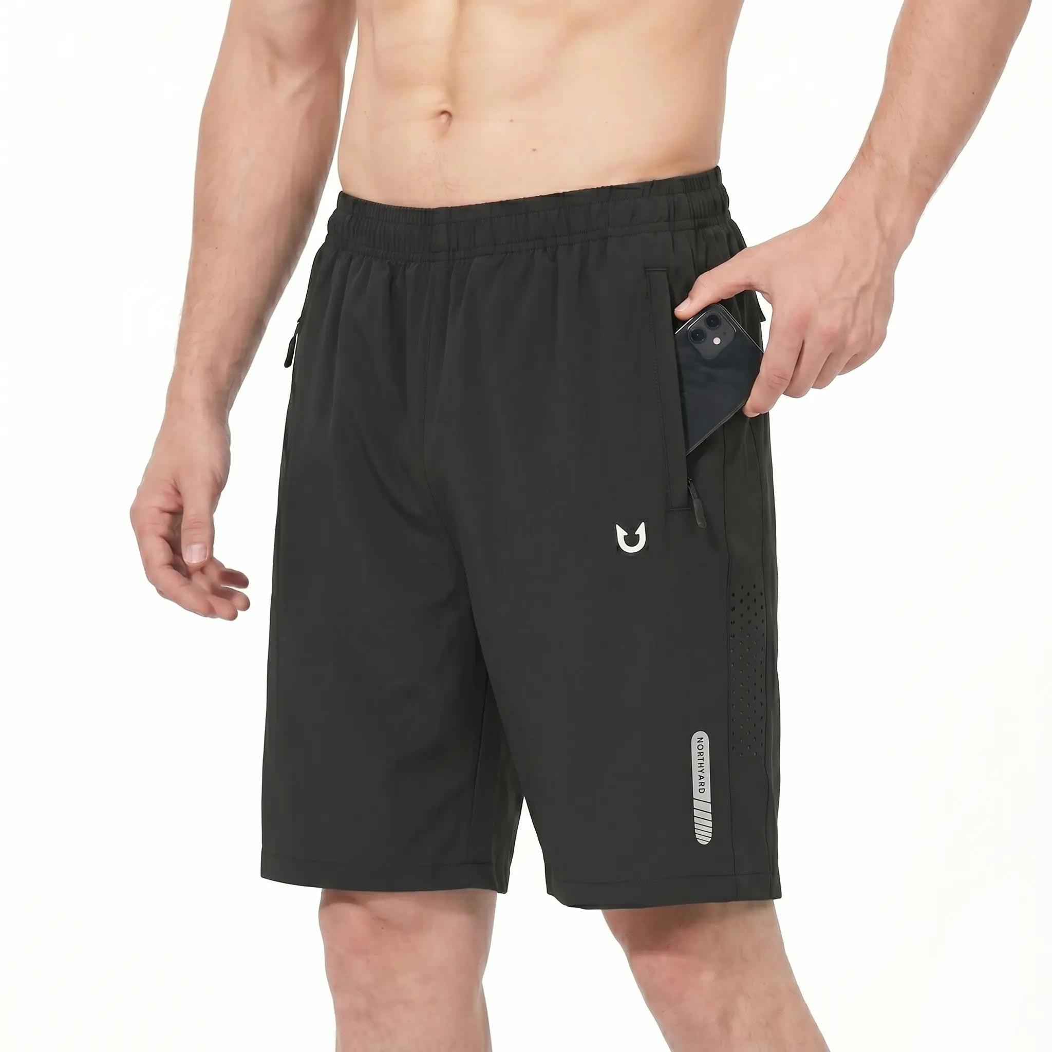 NORTHYARD Men’s 7" Athletic Running Shorts, Waterproof Quick Dry Gym Workout Shorts with Zipper Pockets & Reflective Strips