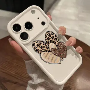 Phone case: Leopard print heart design, compatible with iPhone/Galaxy Samsung models, shockproof and drop-resistant. Makes a great gift and a stylish accessory -- 975