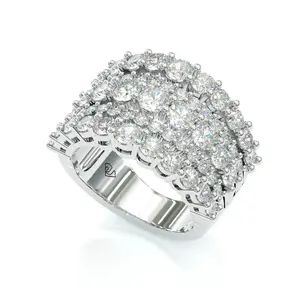 Jzora handmade 5 row round cut sterling silver women's band,wedding ring