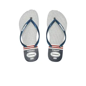 Havaianas Slim Nautical Sandal in White, Navy & Red